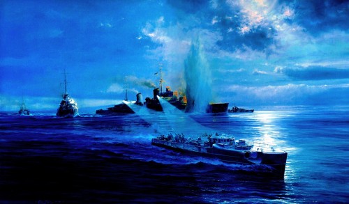 1942 06 15 E-boat vs HMS Newcastle - Robert TaylorStriking out from their Libyan base, German E-boat