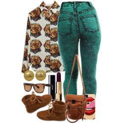 Outfitmade:  Retro Tiger Print Blouse Inspired Look #1 Shop Now: Retro Tiger Print
