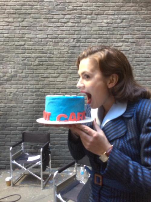 marvelsagentcarter:Hayley Atwell + cake