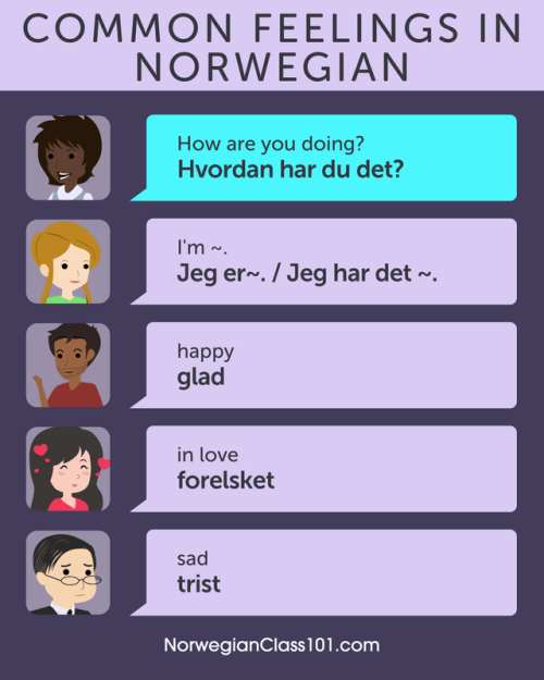 norwegianclass101:Common Feelings in Norwegian! PS: Learn Norwegian with the best FREE online resour