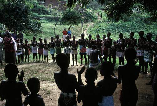 unrar:  Seventeen year old Sibongile Gina dances at a coming of age ceremony. Women