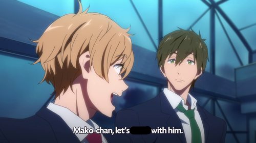 kirklanded:  kirklanded:  kirklanded:  kirklanded:  kirklanded:  kirklanded:  kirklanded:  what if you censored out the word ‘swim’ every time it’s said in free!  im gonna do it   its only been 30 seconds fuck me   NO LITTLE SHOTA MAN DONT DO IT