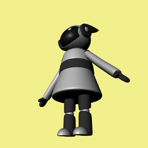 projectbot13:  celadonlonghorn:  I’ve been working on a model of projectbot13 for a while now, and I finally finished it! Her joints all work and she can move her “ears”, too! :D(The gif doesn’t seem to want to work so here it is)  Time comes