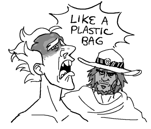 triptrippy:heres my strange collection of junkrat and mccree being… friends?