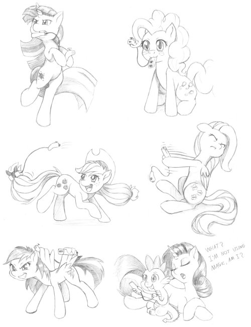 Ponies Playing Wii sketches by dstears  xD! Rarity…. >w