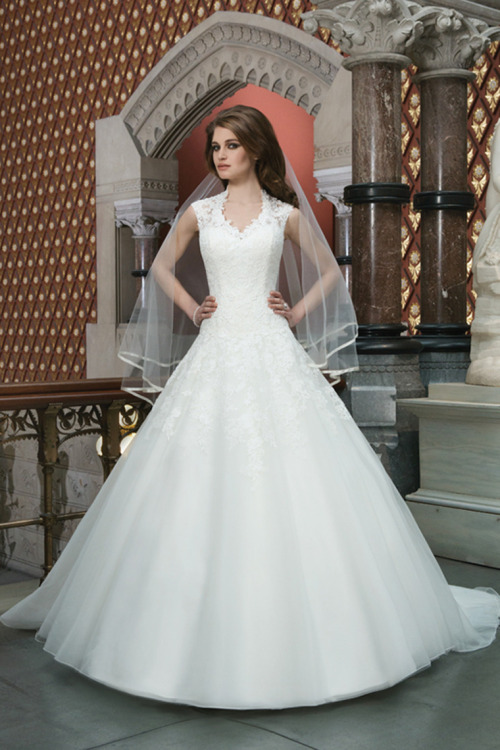 lace 2014 applique tulle a-line wedding dress