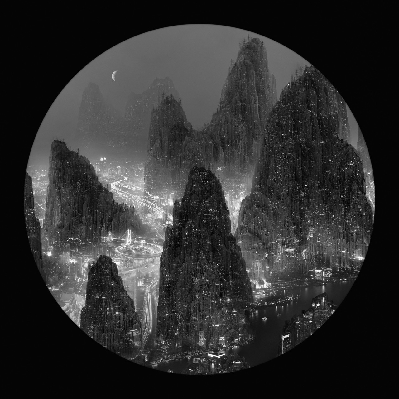 photojojo:  In Yang Yongliang’s 2012 series Moonlight, the Chinese artist constructs