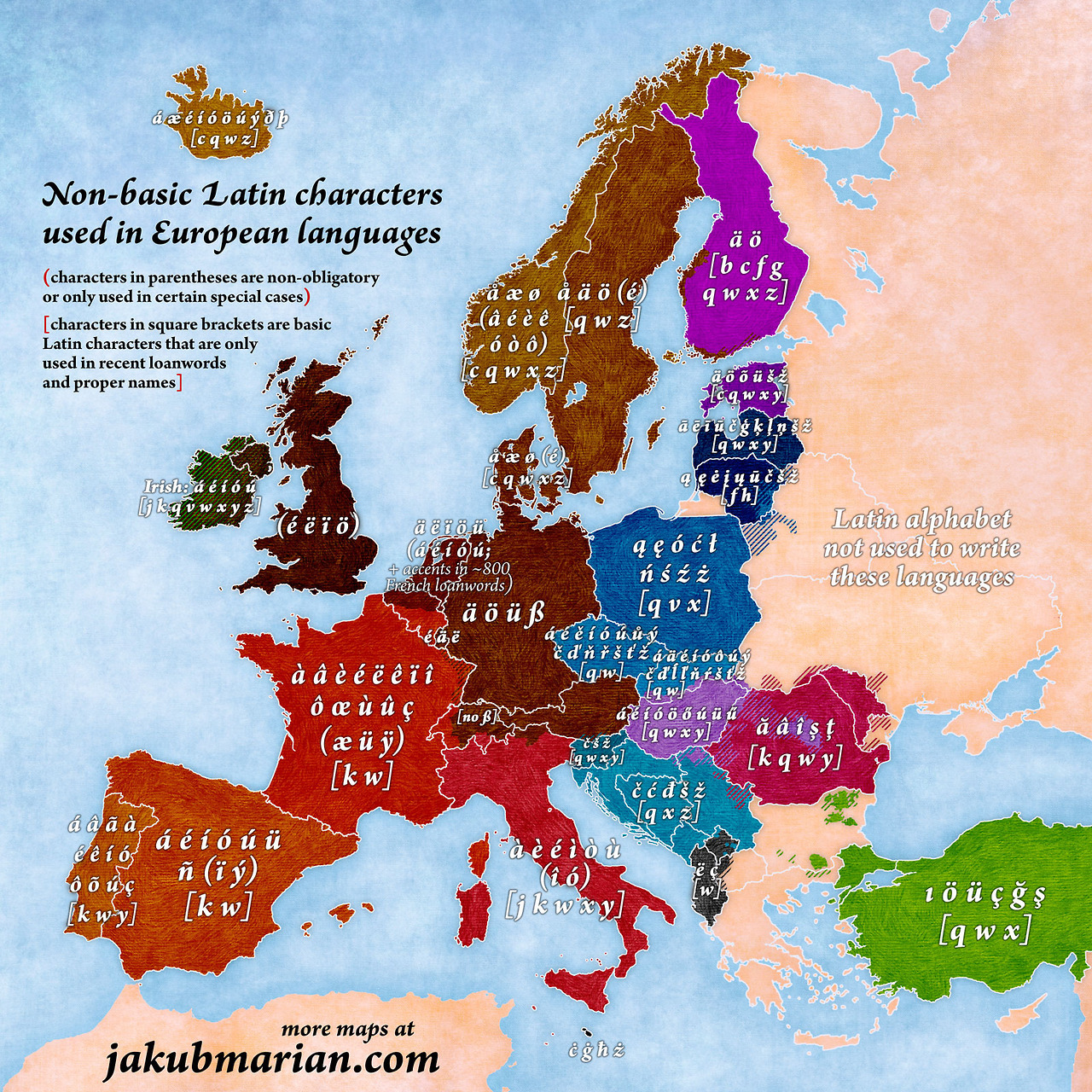 Special Characters Used In European Languages Maps On The Web