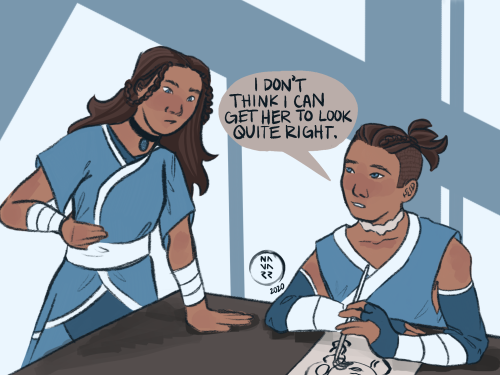 gingersnapped:  katara is a supportive little sister and sokka tries to paint the people he loves so that he never forgets what they look like again