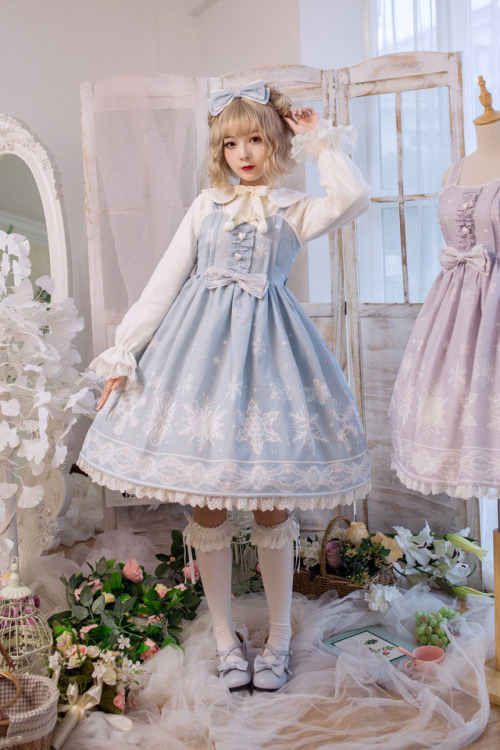 lolita-wardrobe:  New Release: Lemon Honey 【-The Snow Princess-】 #SweetLolita Jumper Dress◆ Shopping Link >>> https://www.lolitawardrobe.com/lemon-honey-the-snow-princess-sweet-lolita-jumper-dress_p4851.html