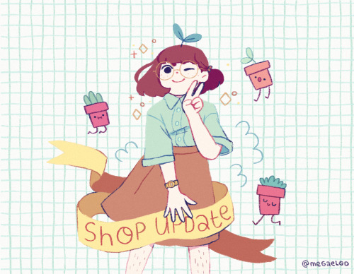 yey!!! shop reopening today with pottery, stickers, prints and much more! on megaelod.com ✨