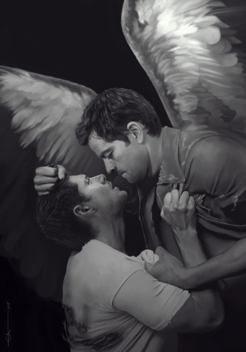 euclase:Fragile, drawn in PS. Dean and Castiel, heavily inspired by a Bruce Weber photograph, scene 