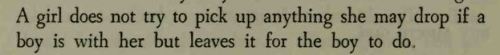 questionableadvice:  ~ Etiquette, Jr., by Mary Elizabeth Clark and Margery Closey Quigley, 1965 