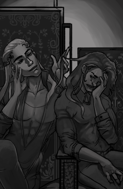 ligiawrites:WIP of my OCs, Mathias and Léon. Yeah, they are from completely different worlds and sto