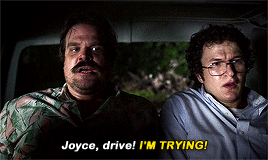 quellfalconer:Jim Hopper & Joyce Byers being absolute disasters in Stranger Things 3