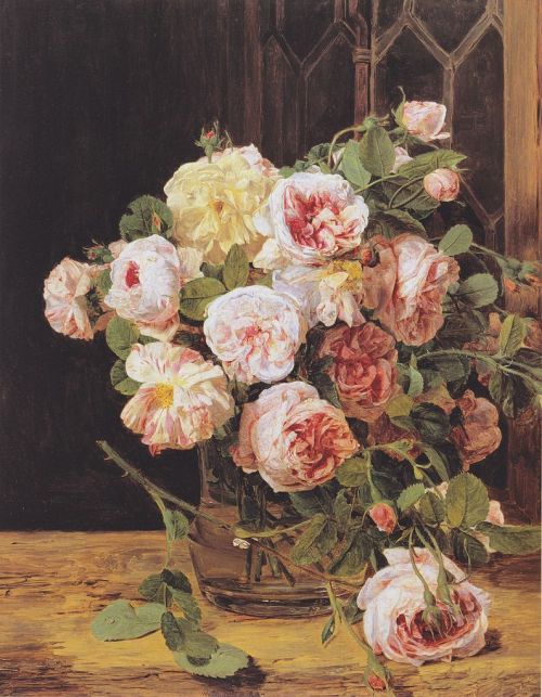 ferdinand-georg-waldmuller: Bouquet of roses at the window, 1832, Ferdinand Georg Waldmüllerhtt