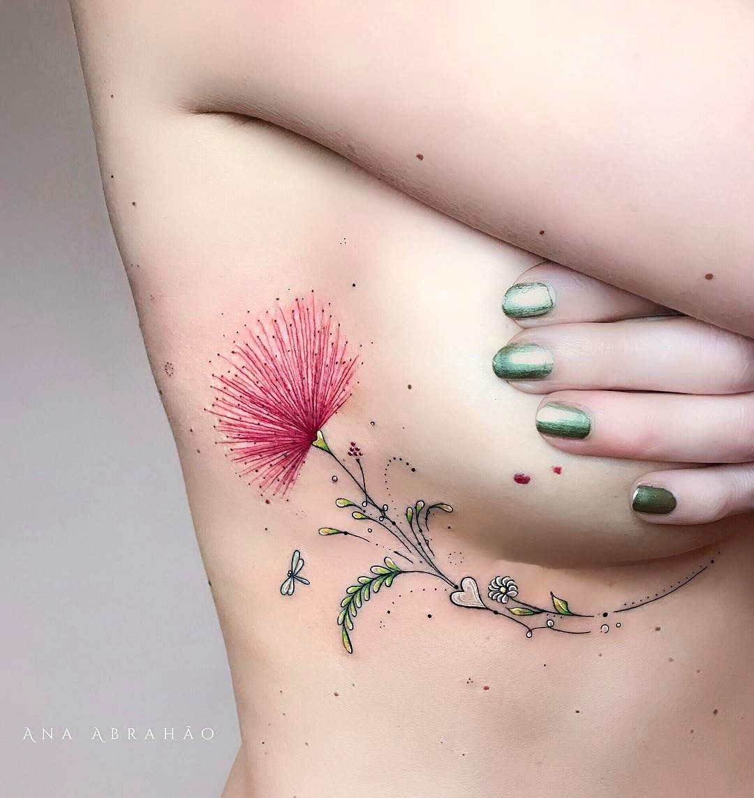 tattoos-org:  Calliandra FLower Tattoo by  Ana Abrahão