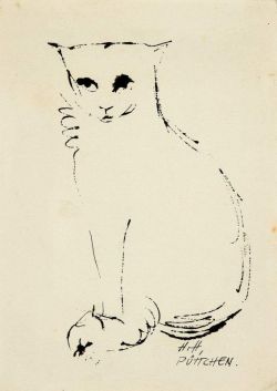 amare-habeo: Hannah   Höch (German, 1889 - 1978) Püttchen (Cat), N/D  Pen and ink on cardboard, 147 x 105 mm 