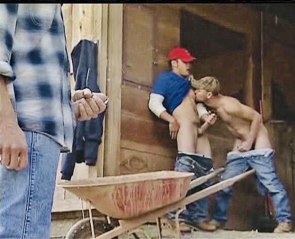 montis1: brodeomedude:   nekkid-rednecks:    barn buddies   Work break 