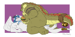 dulynotedart:  Color sketch commission for Bokracroc! Stuffing ensues