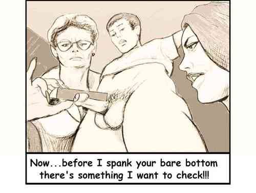 Strict women spanking naughty boys