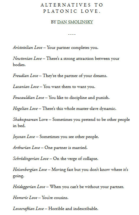 petgirltrainer:  blackballoonpublishing: from McSweeney’s Which are you?  There are cut ally several types of Arthurian love.Young Arthurian: you are half-siblings.Younger Arthurian: she is a squirrelVictorian Arthurian: you will die if you look at