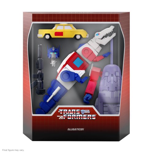 Super 7 Transformers Ultimates Alligaticon - non-transforming poseable figure with Battle Taxi, dise