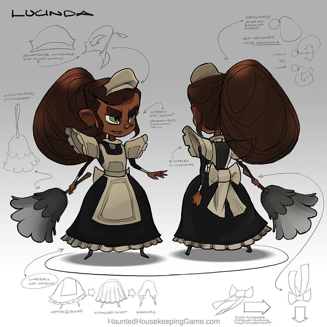 hauntedhousekeeping:  Our refined concept design for Lucinda- we’ll be working