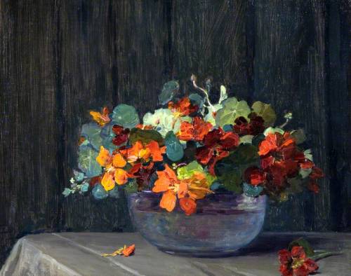 Les capucines (Nasturtiums)  -  Hans ItenIrish  1874-1930Oil on canvas on board, 40.6 x 50.3 cm