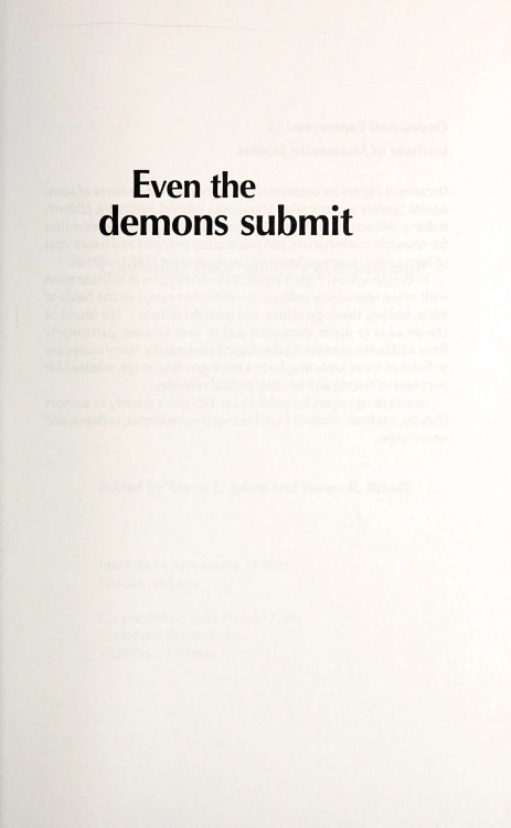 danskjavlarna:From Even the Demons Submit by Loren Johns and James Krabill, 2006. Get thee behind th