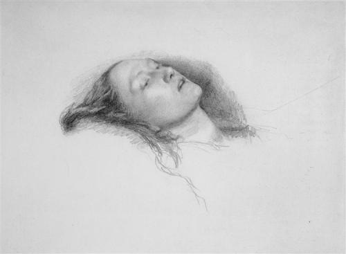 study for the head of ophelia by john everett millais (1852), alongside the completed version. the m