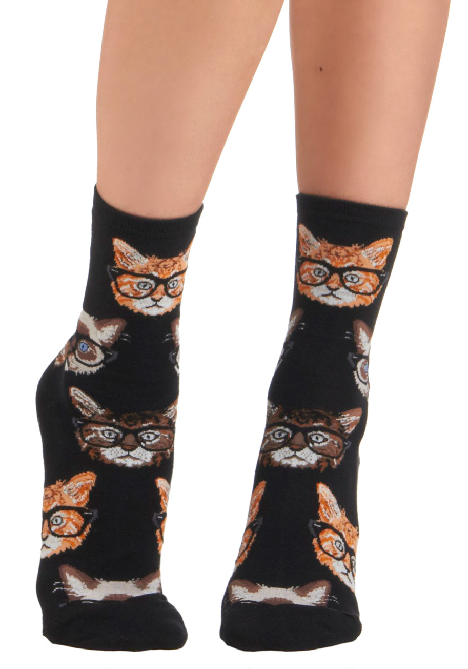 modcloth:  Shop the One Wise Kitty Socks»