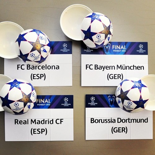 The UEFA Champions League semi-finals are set:
Barcelona vs Bayern Munich
Real Madrid vs Borussia Dortmund