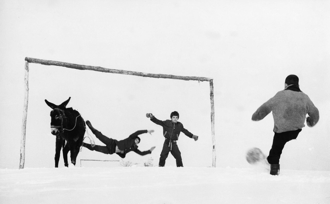 Jacko Vassilev’s photograph of boys playing football, Bulgaria, 1971