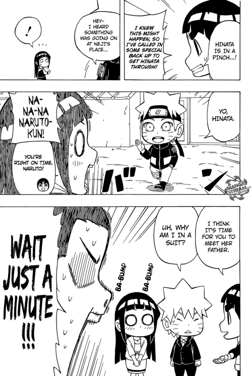 soel-chan:  uzumakiborutohimawari-naruhina:  Rock Lee ships NaruHina!! Lee : “it’s time for Naruto to meet Hinata’s father” …<3  I really love this manga.. 