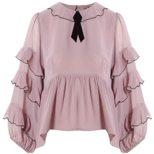 For Love and Lemons Souffle Top Lavender ❤ liked on Polyvore (see more ruffle tops)