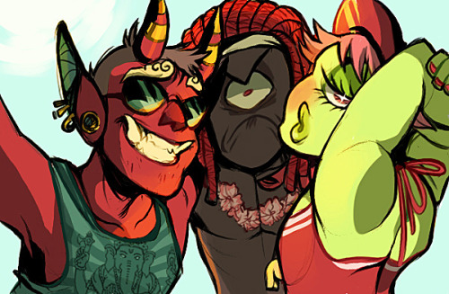 ittybittybitchy:i really need some sun (and uh some………food and god i didn’t even drink today)the first demon and all the cyclops are chiliconcarnage ‘s characters uvu