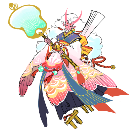 japhers:Onmyoji skin concepts for my oni son b/c he looks like he’d fit in with the game aesthetic;