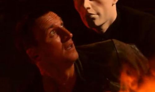 badwolfxoncomingstorm:I wonder if this scene was meant to foreshadow the Parting of the Ways. There’s Rose being brave while standing in the glow of the TARDIS and the Doctor looking up at her in awe.