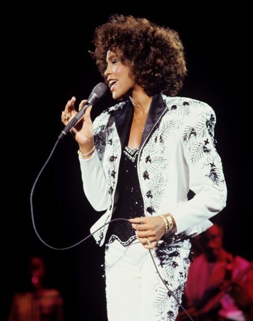 Whitney Houston performs at Jones Beach in New York, August 1987