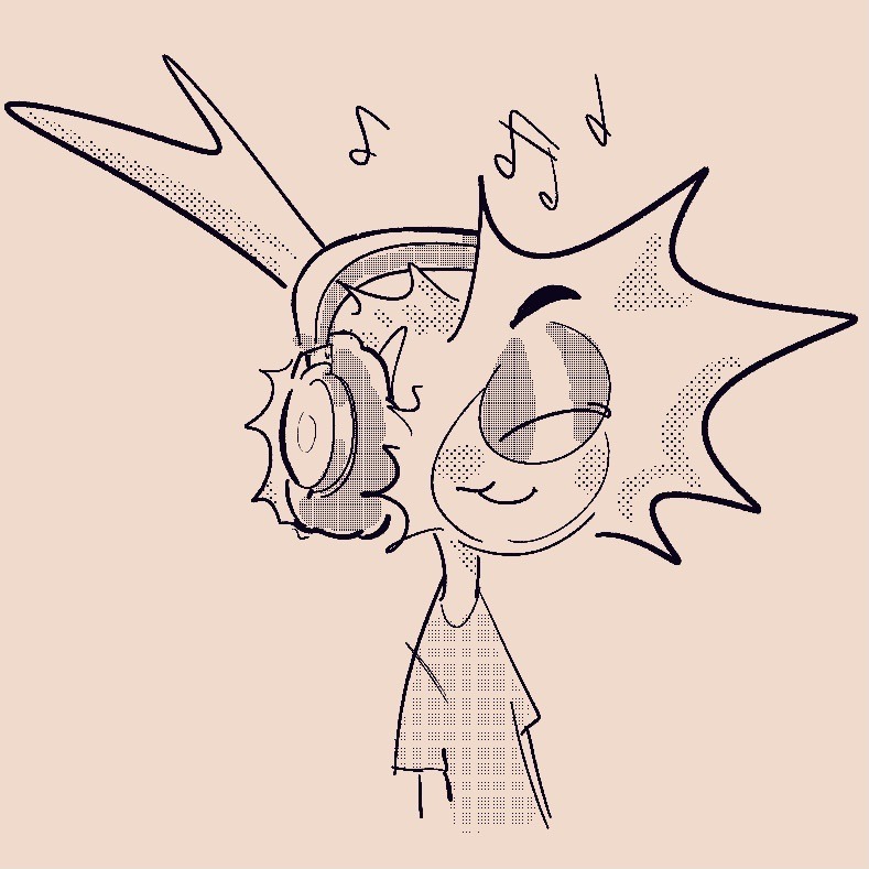 Mixtape the radiolarian with headphones listening happily