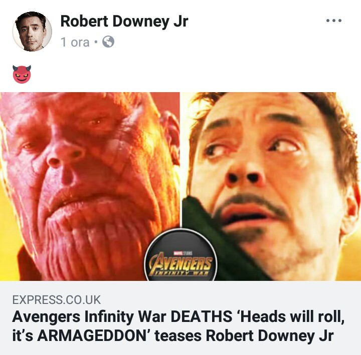 https://www.express.co.uk/entertainment/films/929346/Avengers-Infinity-War-deaths-Iron-Man-Robert-Downey-Jr-Thanos
March 21, 2018