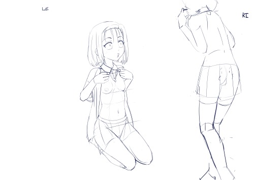 Sketches for http://pigolica.tumblr.com/post/119515944797/maho-izawa-spanking-yukino-miyazawa-with-s