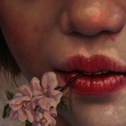 redlipstickresurrected:  Jana Brike (Latvian, b. 1980, Latvia) - Bee Girl (detail) for Inevitably Imperfect exhibition   Paintings: Oil 