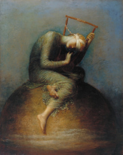 lyghtmylife:  George Frederic Watts [English Pre-Raphaelite/Symbolist Painter and Sculptor, 1817-1904] Hope, 1886 oil on canvas, Height: 1,422 mm (55.98 in). Width: 1,118 mm (44.02 in). Tate Britain, London, UK 