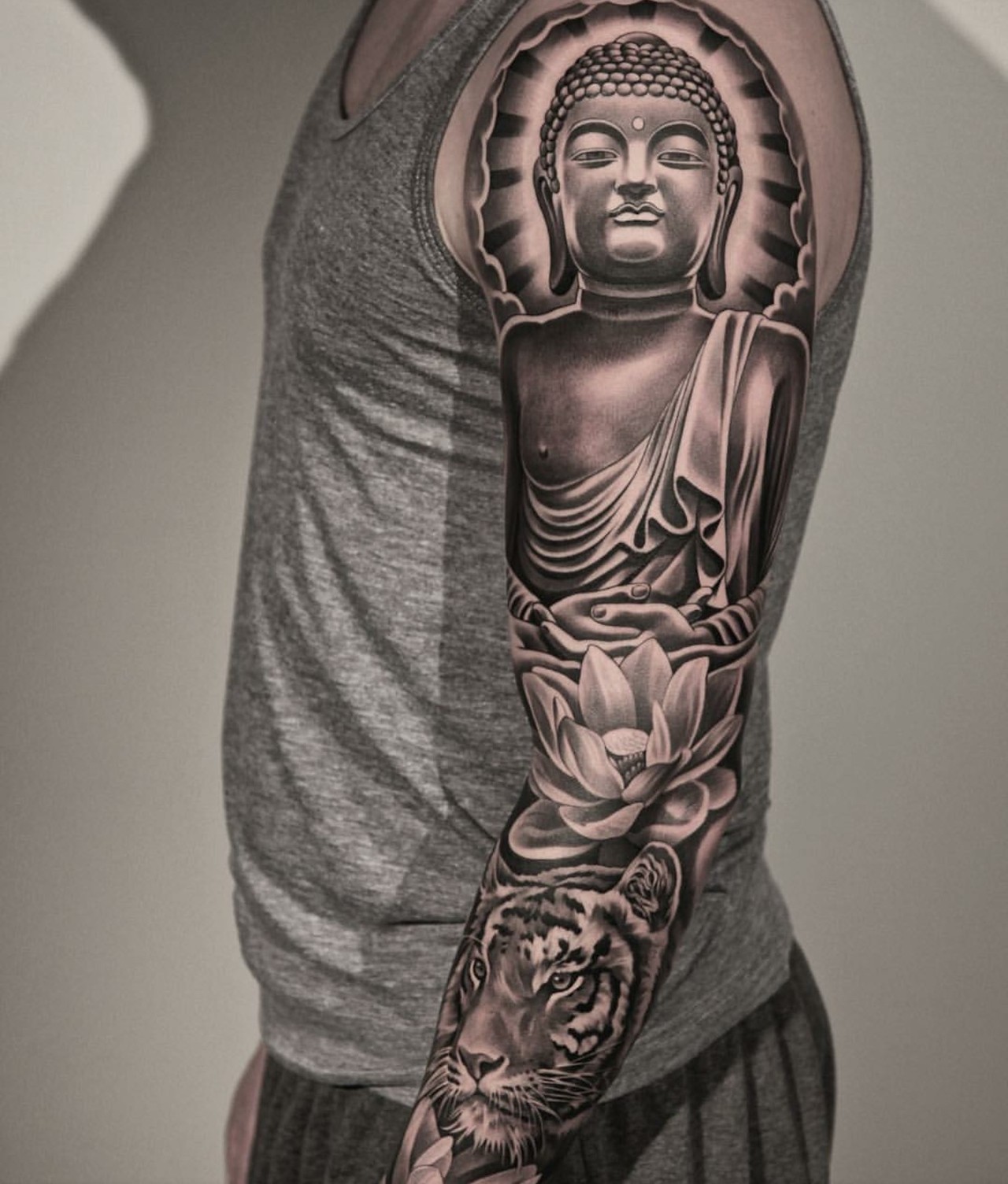 Angel Religious Sleeve Tattoo by Jun Cha