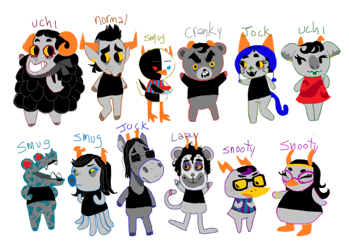 steph-is-asleep:trolls as animal crossing villagers + the type of villager i think they would beif y