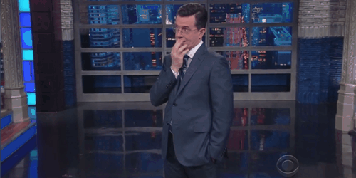 elphabaforpresidentofgallifrey:tvwatercooler:Stephen Colbert reacts to #GiveCaptainAmericaABoyfriend
