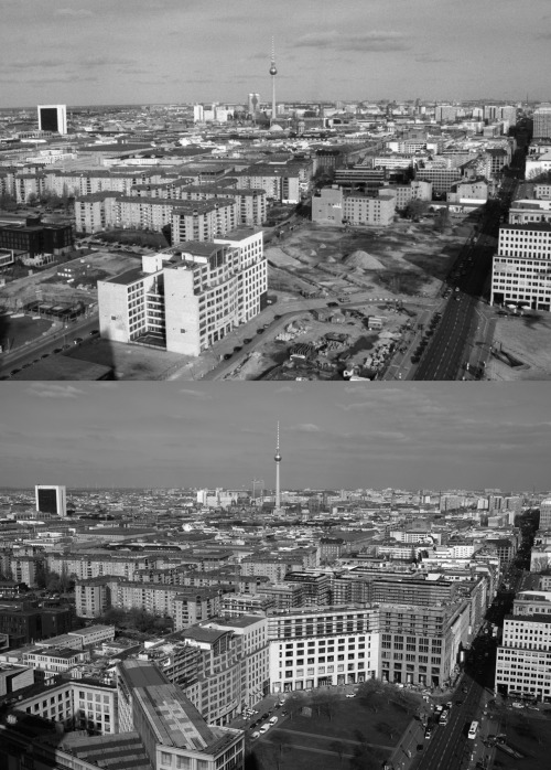 Leipziger Platz und Leipziger Straße in Mitte, 2001 und 2014