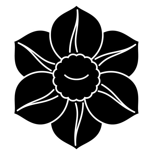 Great minimalist, flat design inspirations! Japanese heraldic kamon emblems with daffodil motifs.